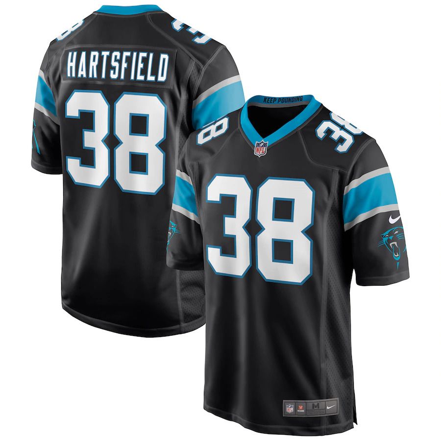 Men Carolina Panthers 38 Myles Hartsfield Nike Black Game NFL Jersey